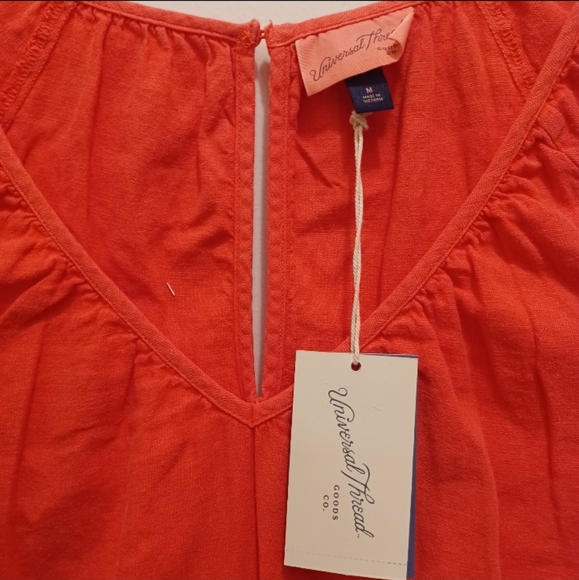 NEW Universal Thread linen blend red shortall romper sz M - Picture 3 of 4